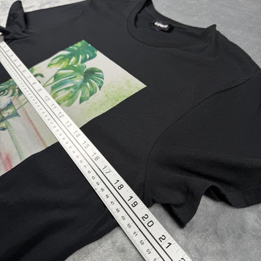 Express Mens Black Monstera Graphic T Shirt Crew Neck Medium - Picture 5 of 6